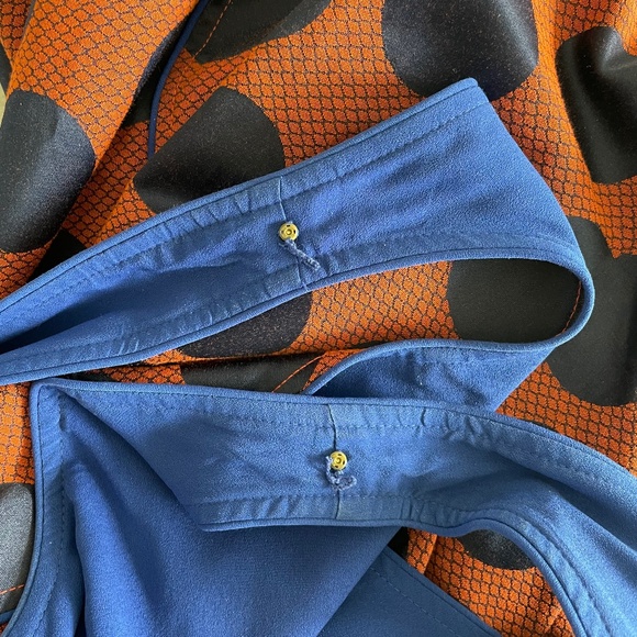 ANTHROPOLOGIE Maeve Dress Rokin Polka Dot Sleeveless Cross-Back Blue Orange Sz 4 - Picture 9 of 16